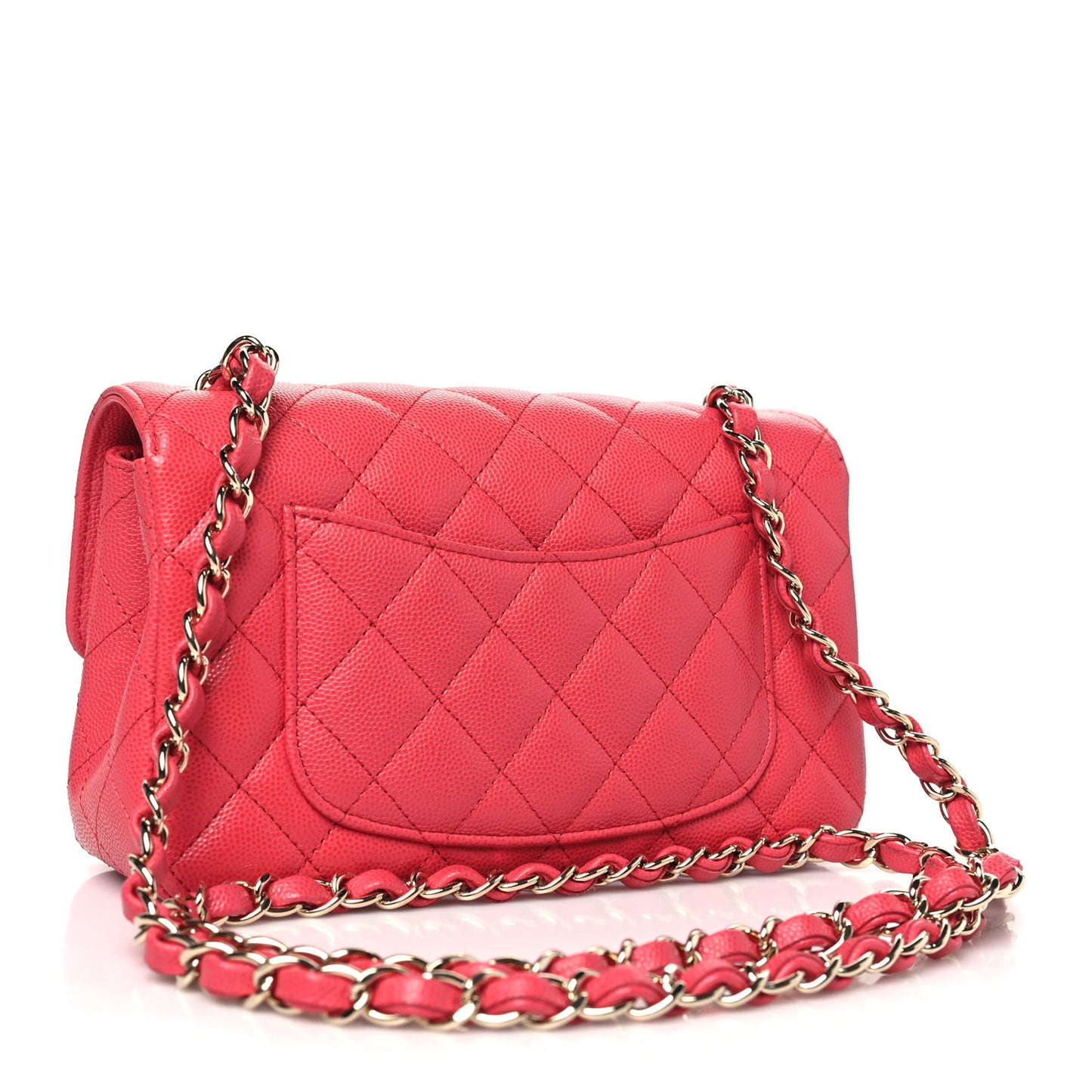 Caviar Quilted Mini Rectangular Flap Dark Pink