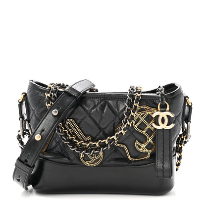 Chanel Aged Calfskin Quilted Charms Small Gabrielle Hobo Black 1 of 10