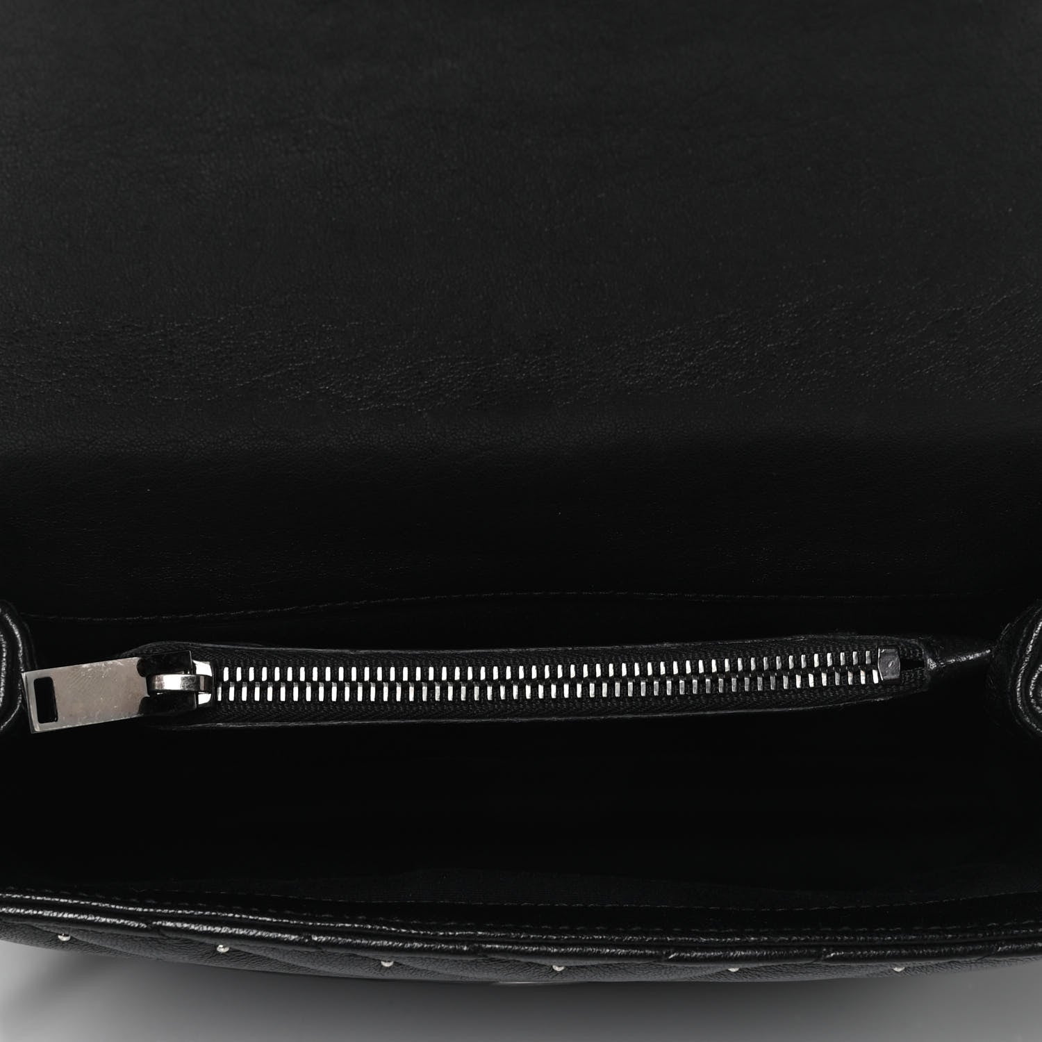 Saint Laurent Lambskin Matelasse Chevron Studded Monogram Medium College Bag Black 4 of 4