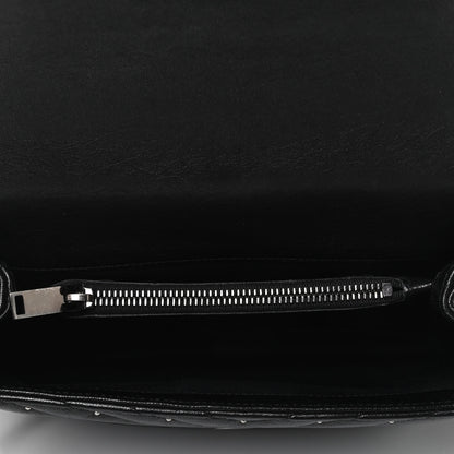 Saint Laurent Lambskin Matelasse Chevron Studded Monogram Medium College Bag Black 4 of 4