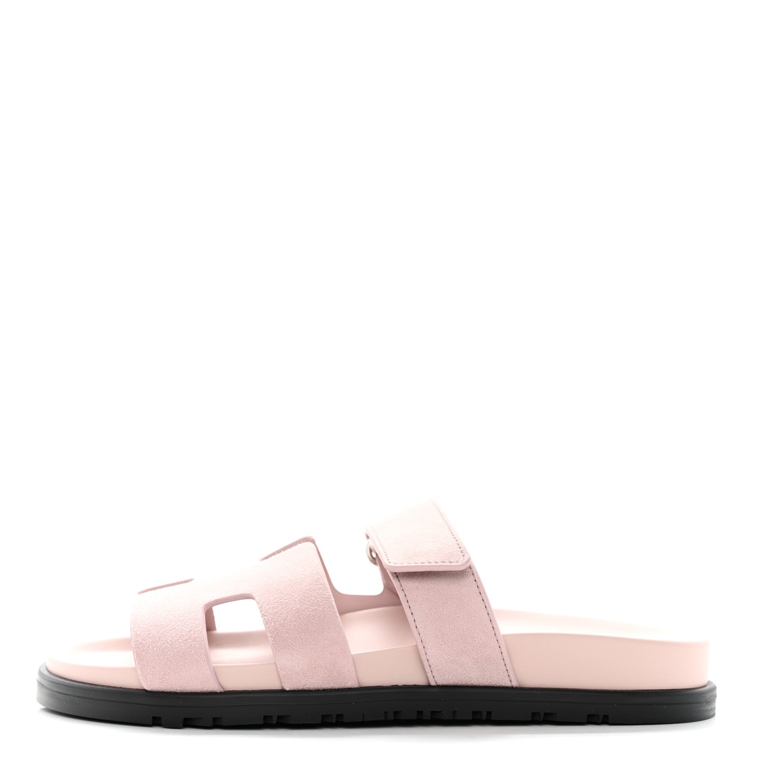 Hermes Suede Goatskin Womens Chypre Sandals 37.5 Rose Porcelaine 1 of 9