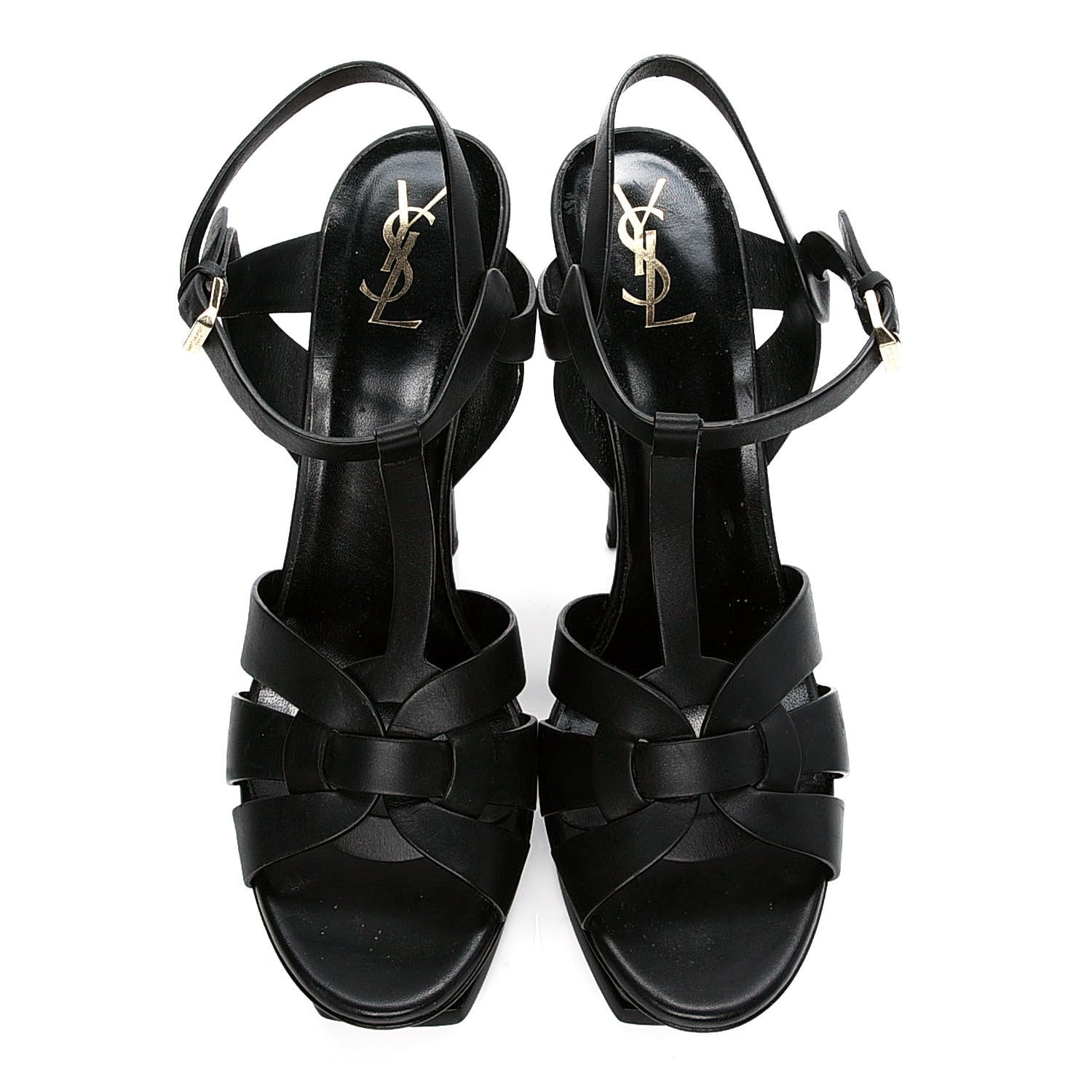 Saint Laurent Calfskin Tribute 105 Platform Sandals 42 Black 5 of 12