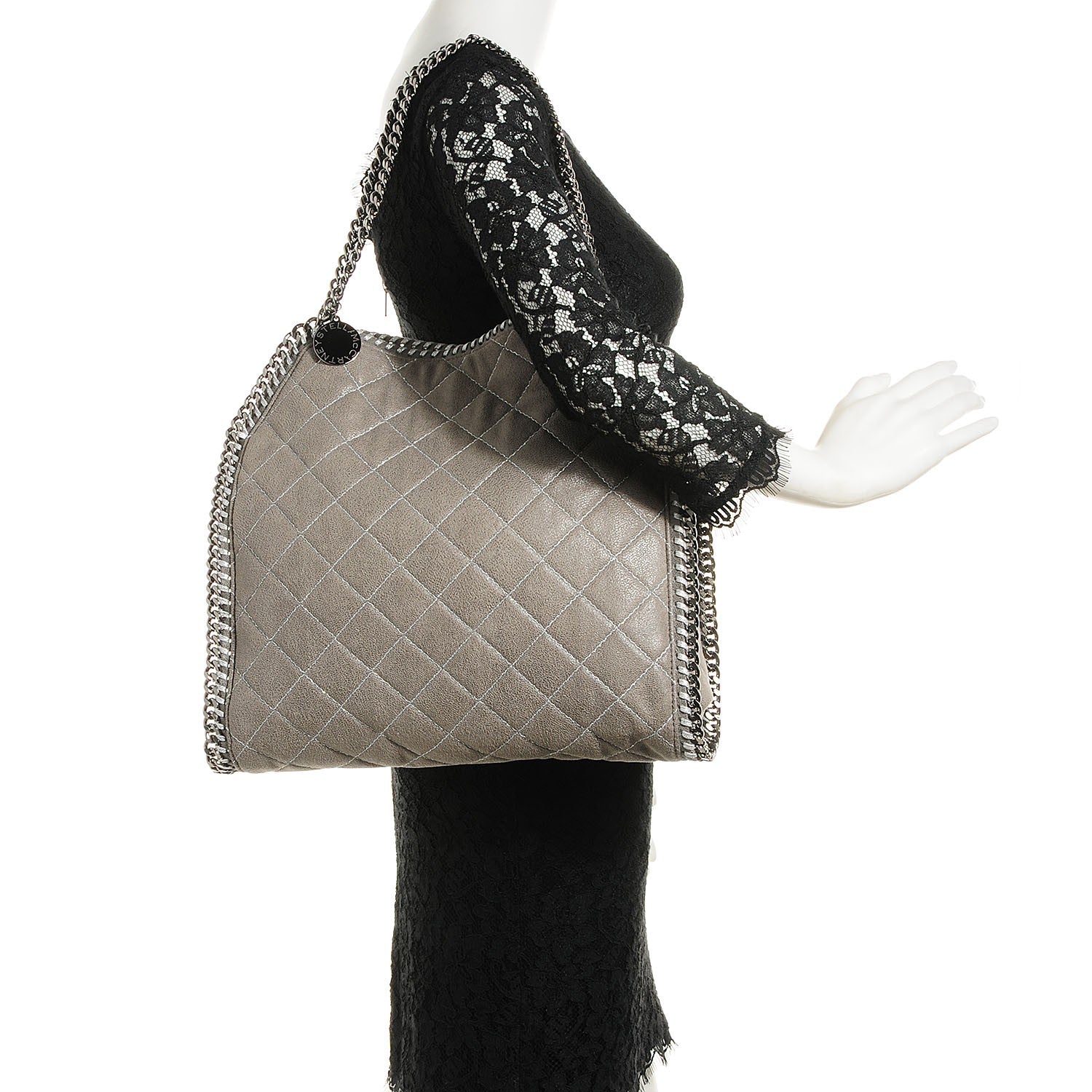 Stella McCartney Shaggy Deer Quilted Small Falabella Tote Light Grey 2 of 10