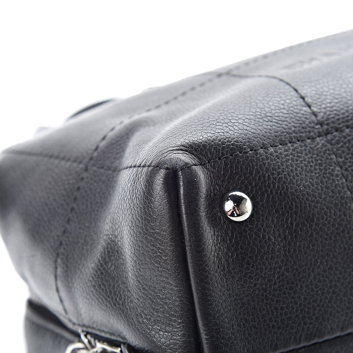 Caviar Square Stitched Medium Tote Black