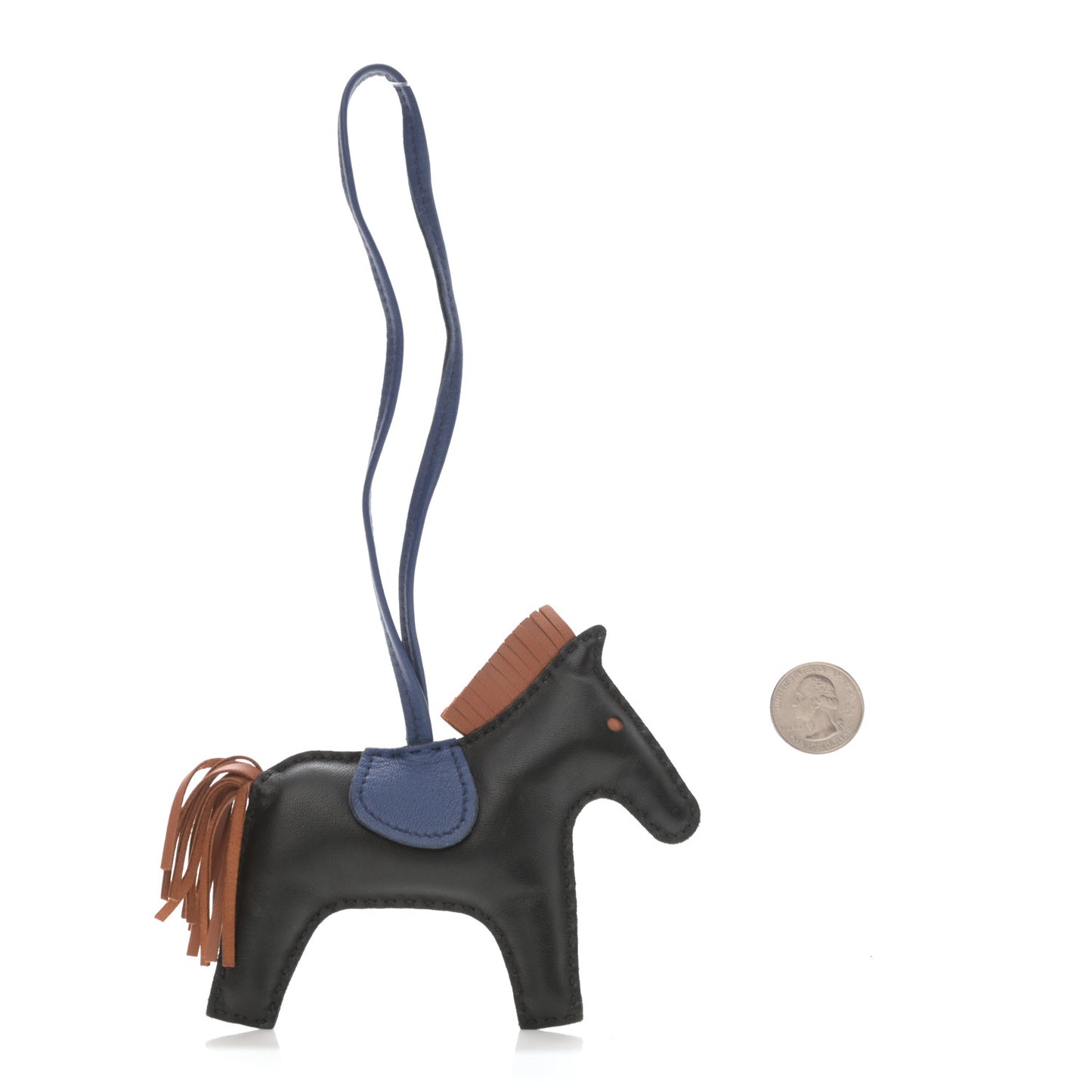 Milo Lambskin Grigri Rodeo Horse Bag Charm MM Black Bleu Saphir Gold
