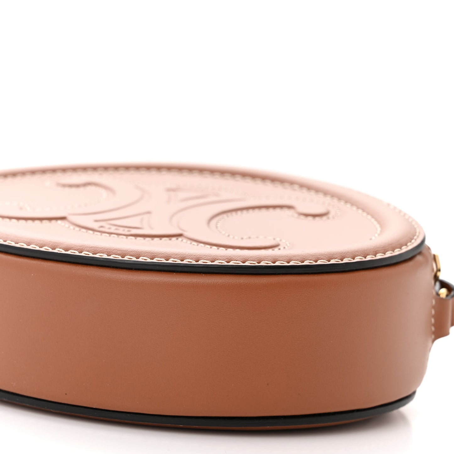 Smooth Calfskin Cuir Small Triomphe Oval Crossbody Purse Tan