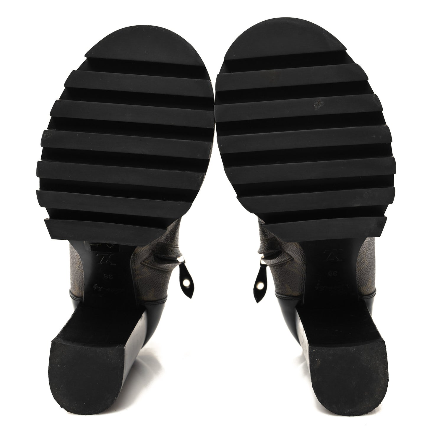 Patent Calfskin Monogram Star Trail Ankle Boots 38 Black