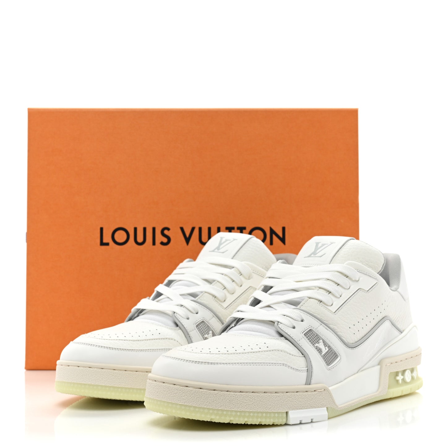 Calfskin Mens LV Trainer Sneakers 9.5 White