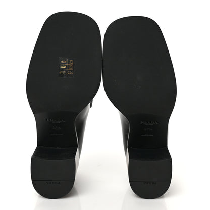Prada Spazzolato Metal Triangle Logo 85mm Loafers 37.5 Black 5 of 8