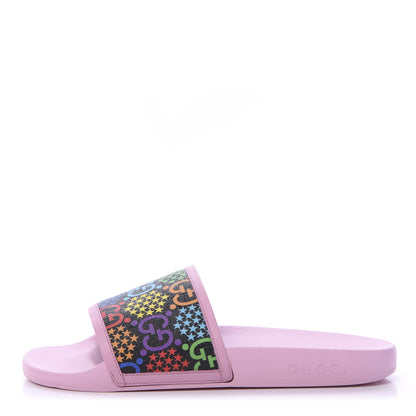 Gucci GG Supreme Monogram Psychedelic Slide Sandals 38 Black Multicolor Sugar Pink 1 of 8