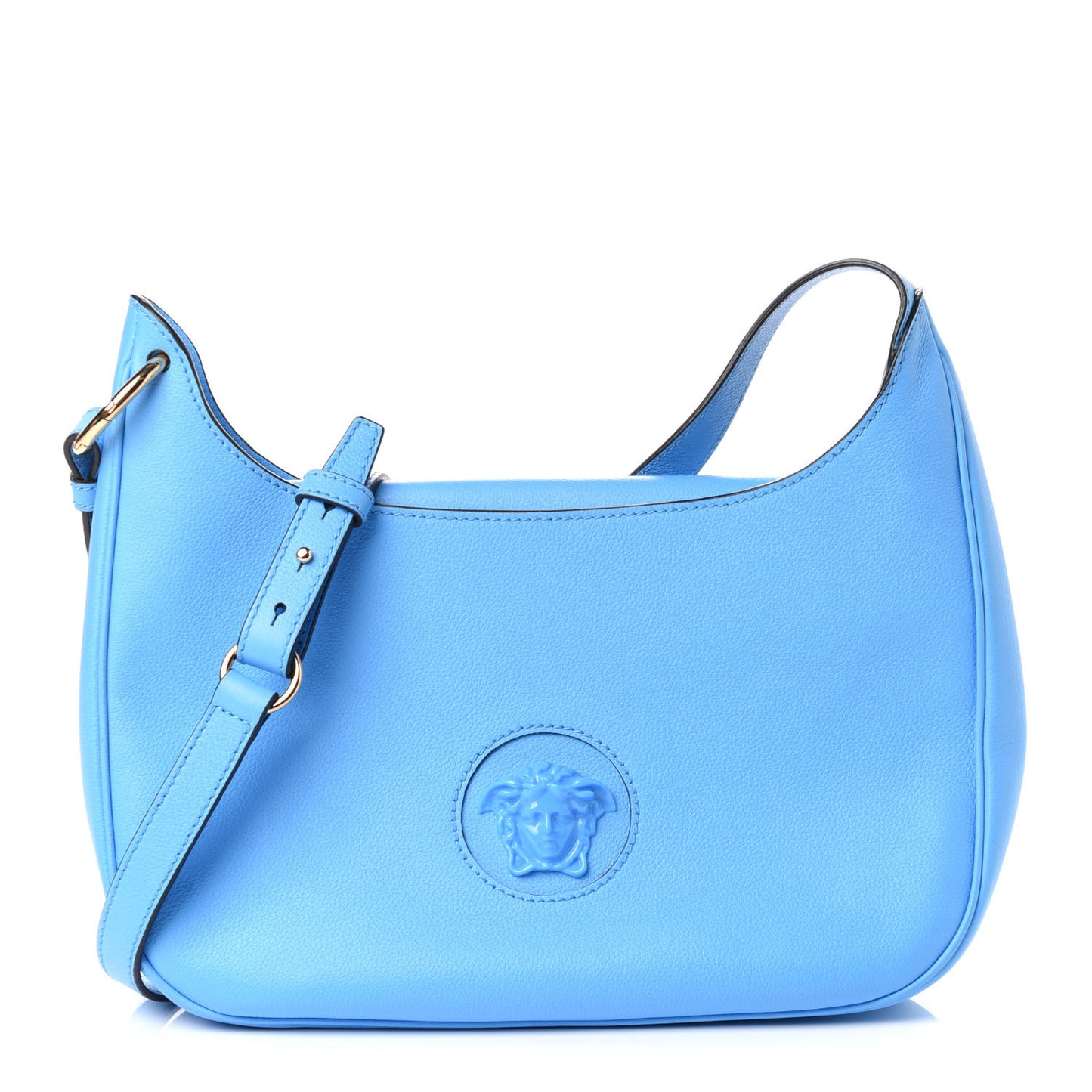 Grained Calfskin La Medusa Medium Hobo Crossbody Blue