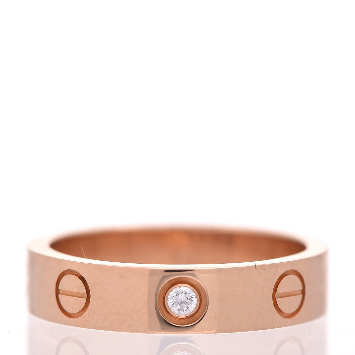 18K Pink Gold Diamond 4mm LOVE Ring 48 4.5