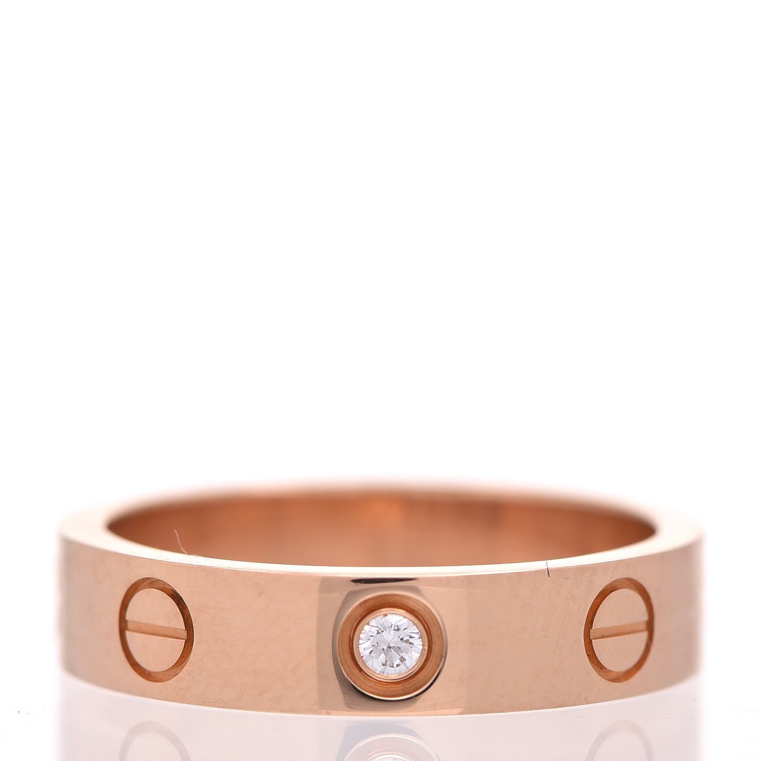 Cartier 18K Pink Gold Diamond 4mm LOVE Ring 48 4.5 1 of 5