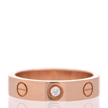 Cartier 18K Pink Gold Diamond 4mm LOVE Ring 48 4.5 1 of 5