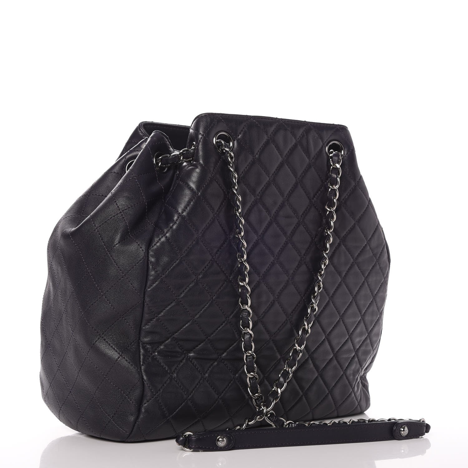 Chanel Lambskin Quilted Large Drawstring Shoulder Bag Dark Purple 3 of 9