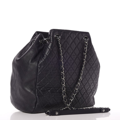 Chanel Lambskin Quilted Large Drawstring Shoulder Bag Dark Purple 3 of 9
