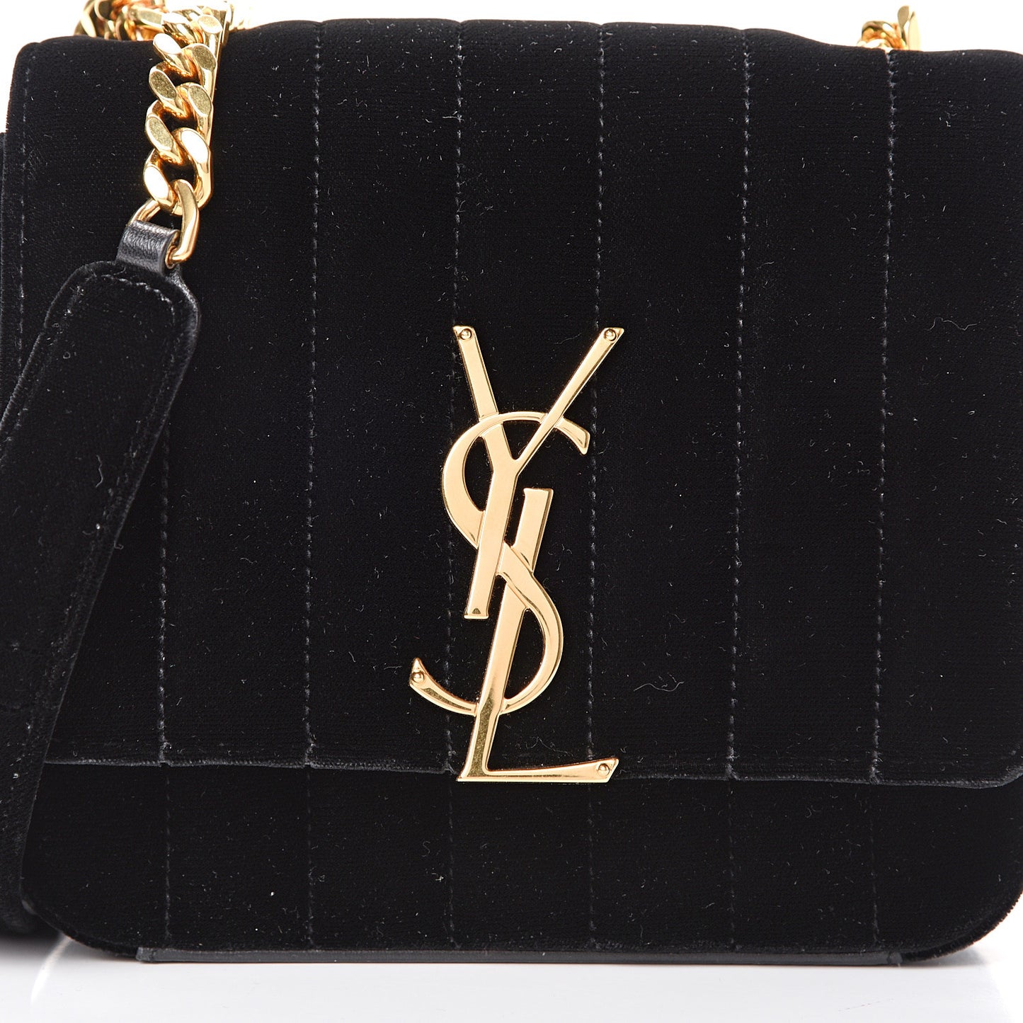 Velvet Matelasse Small Vicky Chain Bag Black