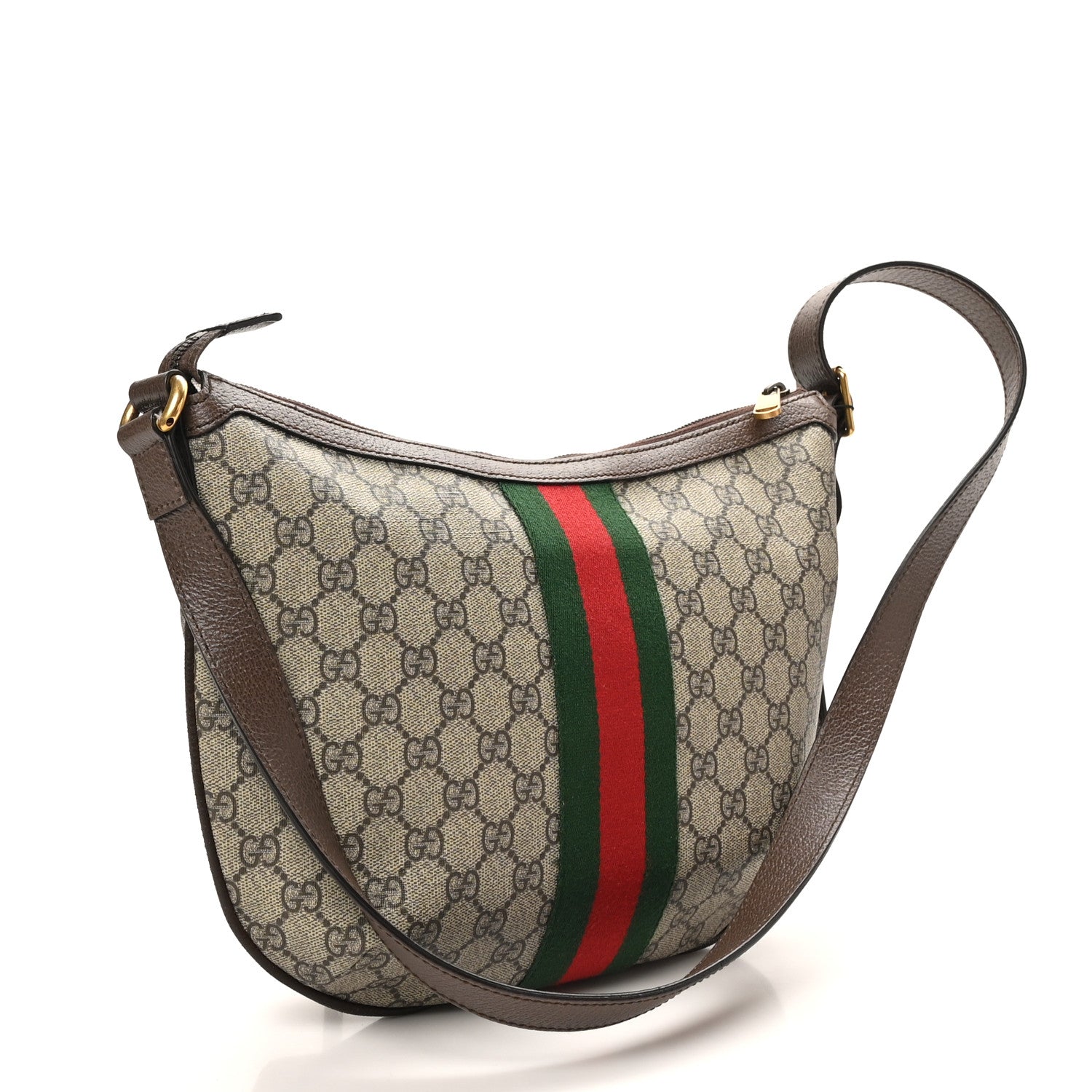 Gucci GG Supreme Monogram Web Small Ophidia Half Moon Hobo Brown 3 of 10