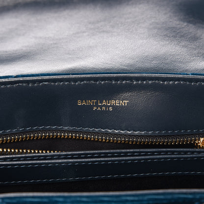 Saint Laurent Velvet Y Quilted Monogram Toy Loulou Chain Satchel Dark Ottanio 6 of 15