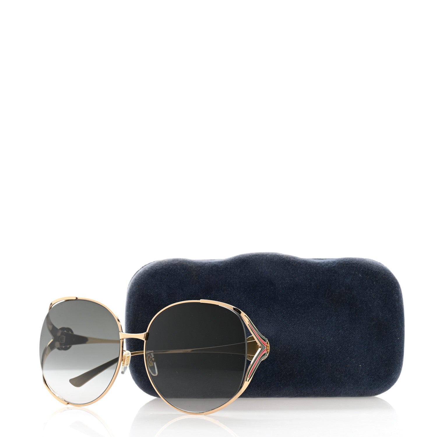 Gucci Metal Oversized Round Frame GG0225S Sunglasses Gold 9 of 9