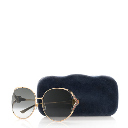 Gucci Metal Oversized Round Frame GG0225S Sunglasses Gold 9 of 9