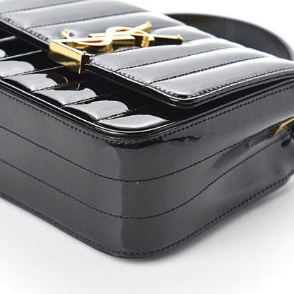 Saint Laurent Patent Calfskin Matelasse Monogram Small Vicky Chain Bag Black 8 of 8