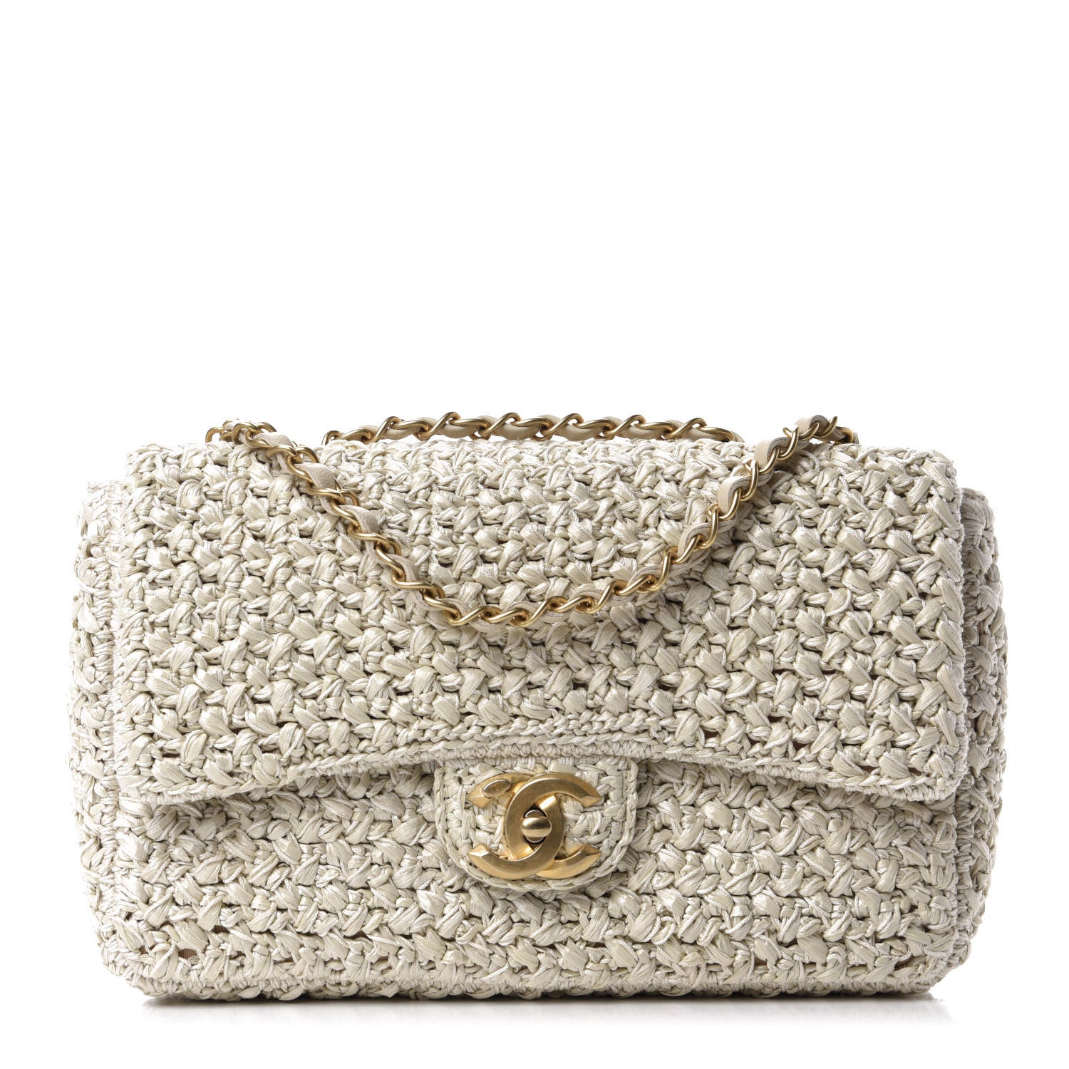 Chanel Raffia Crochet Medium Flap Bag Beige 1 of 10