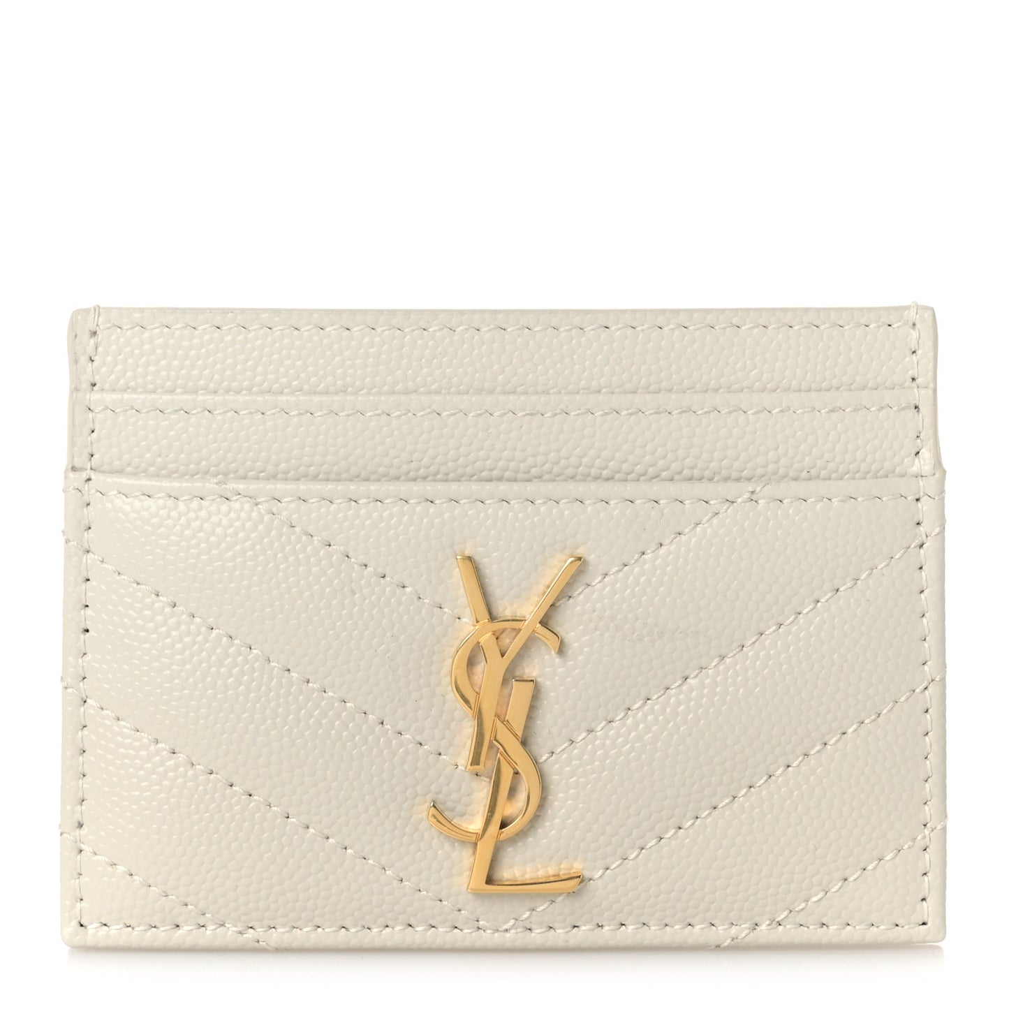 Grain De Poudre Matelasse Chevron Monogram Credit Card Case Crema Soft