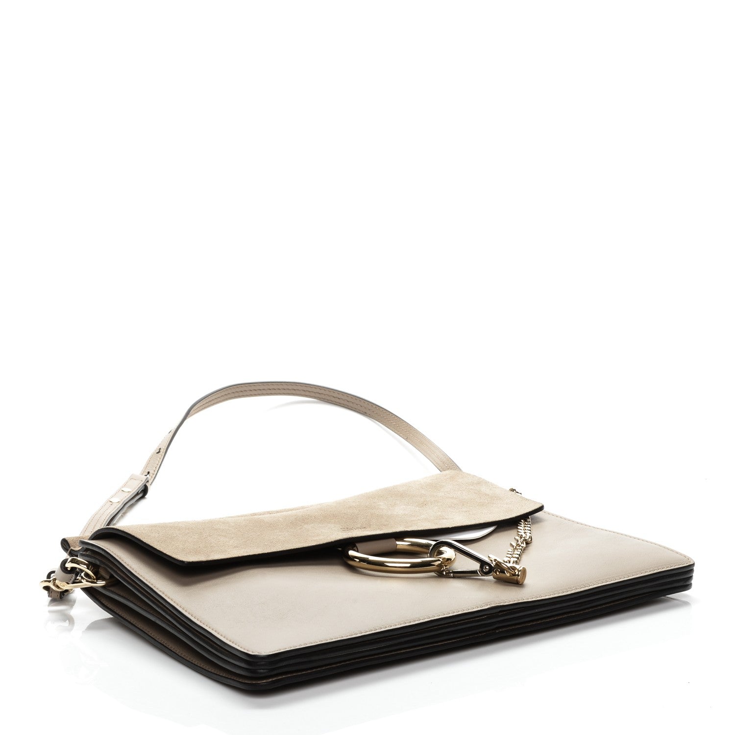Chloe Calfskin Suede Medium Faye Shoulder Bag Motty Grey 4 of 6