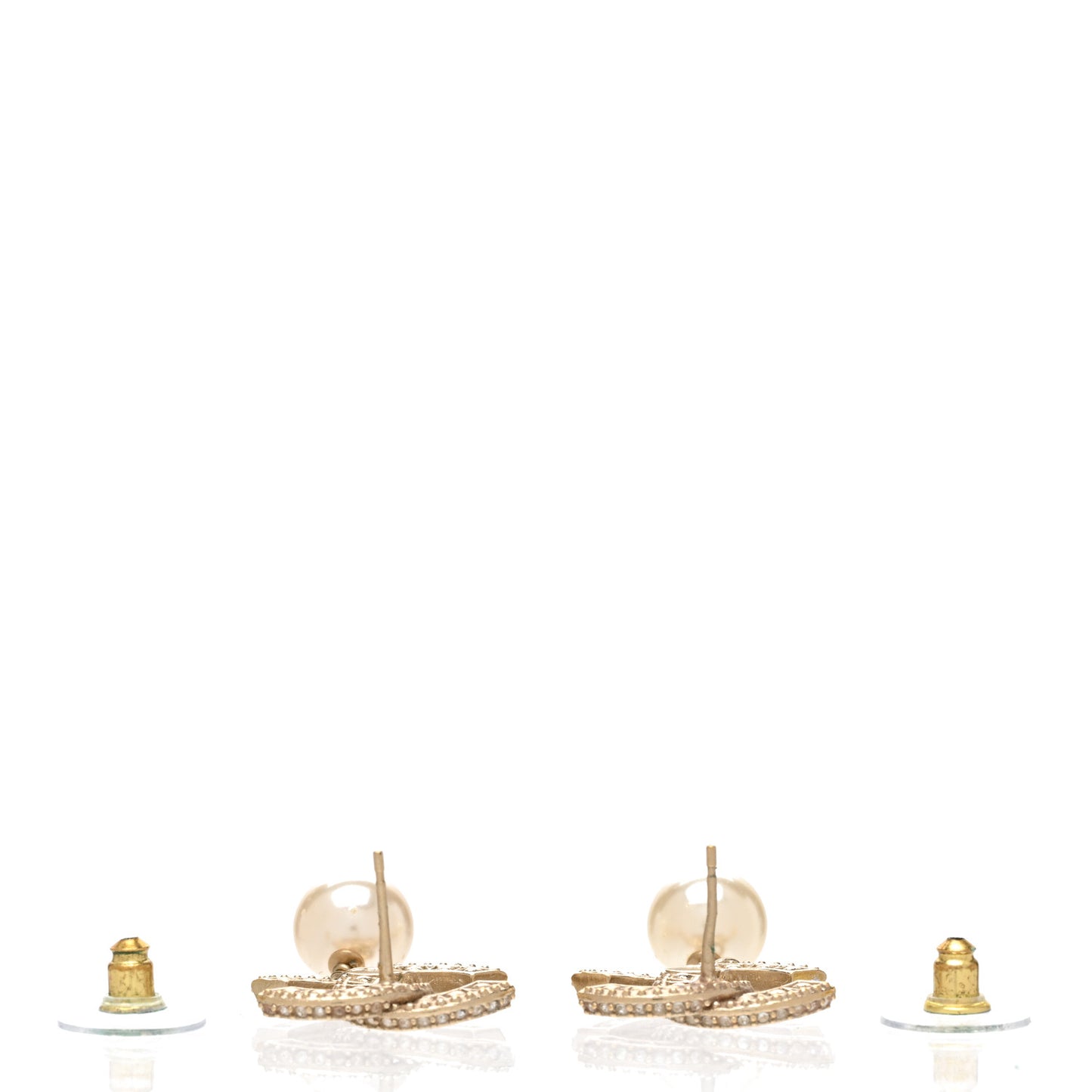 Crystal Pearl CC Drop Earrings Gold