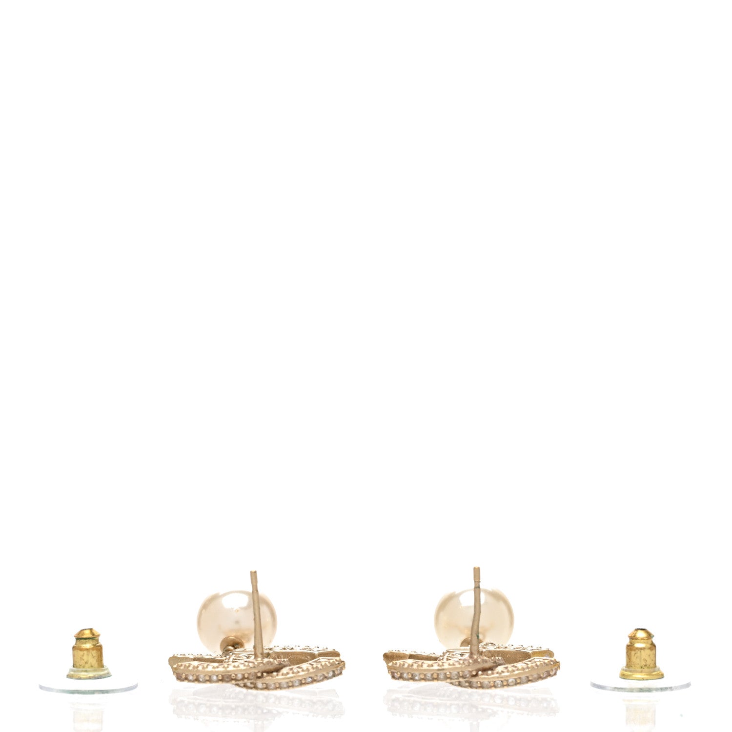 Chanel Crystal Pearl CC Drop Earrings Gold 3 of 4