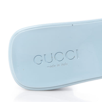 Gucci Rubber Gucci Logo Womens Platform 20/60mm Slide Sandals 37 Porcelain Light Blue 7 of 9