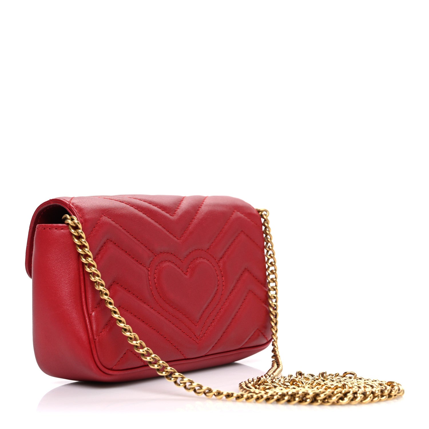 Gucci Calfskin Matelasse Super Mini GG Marmont Shoulder Bag Hibiscus Red 3 of 10