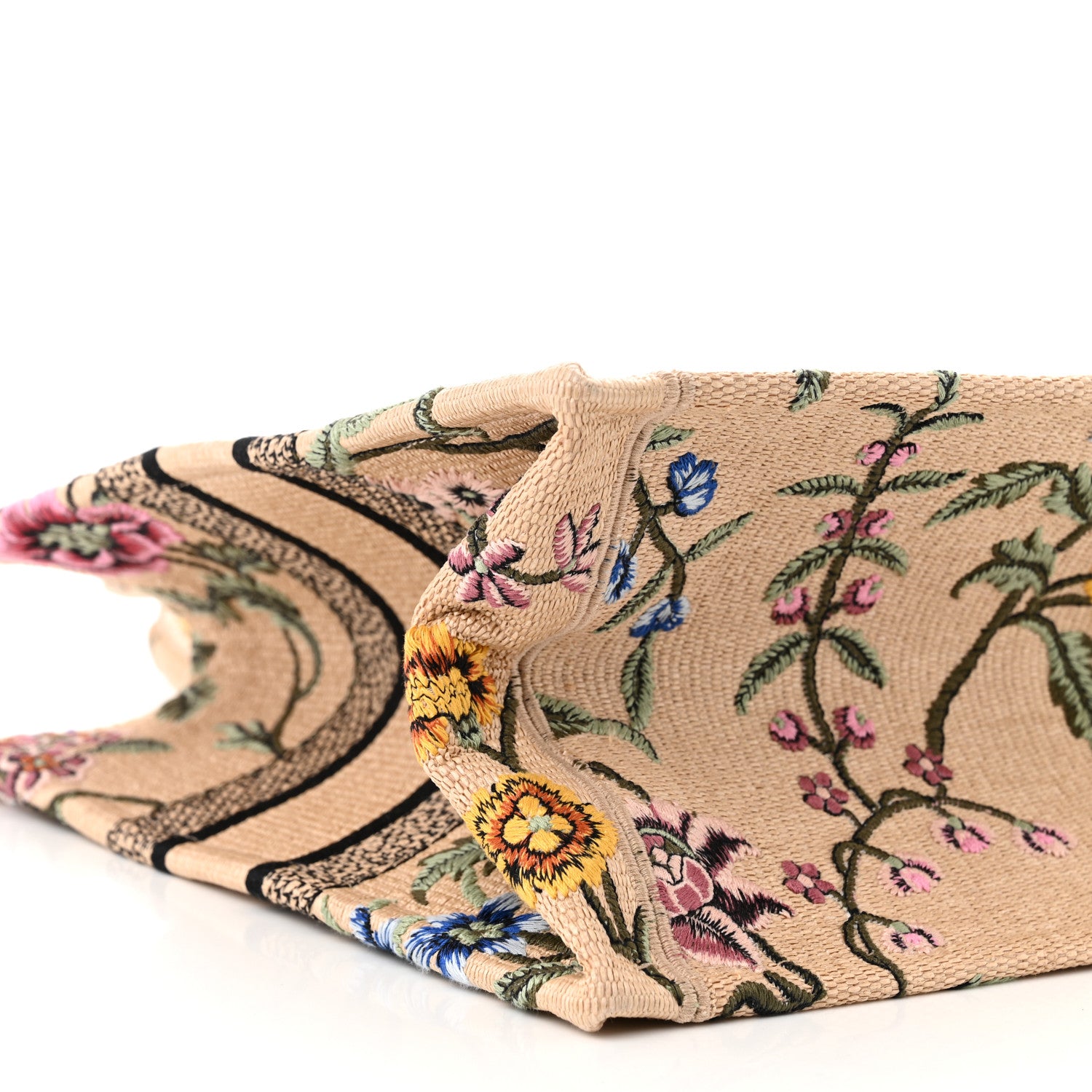 Christian Dior Raffia Embroidered Petites Fleurs Medium Book Tote Natural 9 of 10