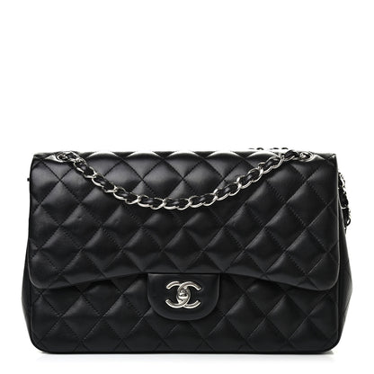 Chanel Lambskin Quilted Jumbo Double Flap Black 1 of 8