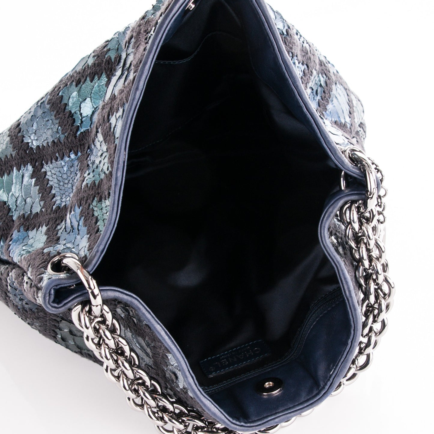 Python Crochet Soft and Chain Hobo Blue