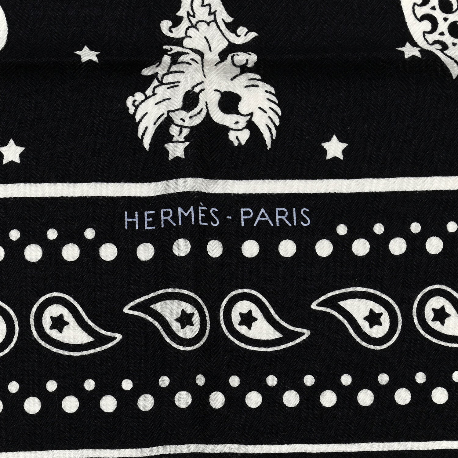Hermes Cashmere Silk Les Cles Bandana Shawl 140 Black White 3 of 8