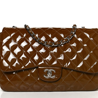 Chanel Patent Quilted Jumbo Single Flap Brown 9 of 16