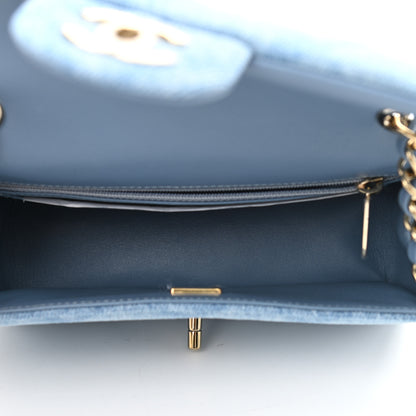 Chanel Printed Denim Quilted Mini Rectangular Flap Light Blue 4 of 10