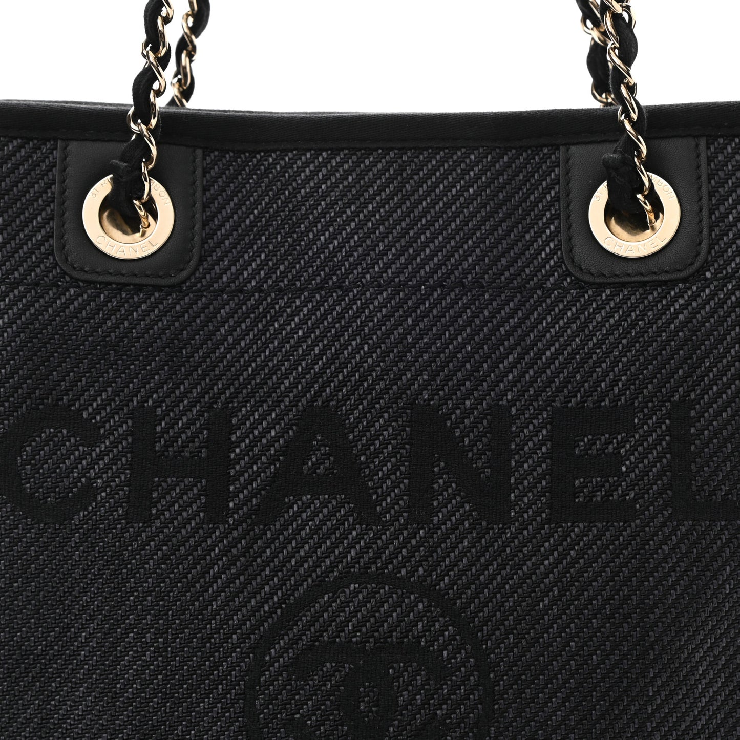 Mixed Fibers Calfskin Mini Deauville Tote Black
