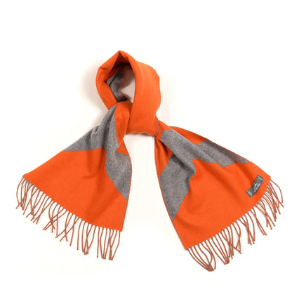 Hermes Cashmere Casaque Chevron Muffler Geranium Gris Flanelle 1 of 4