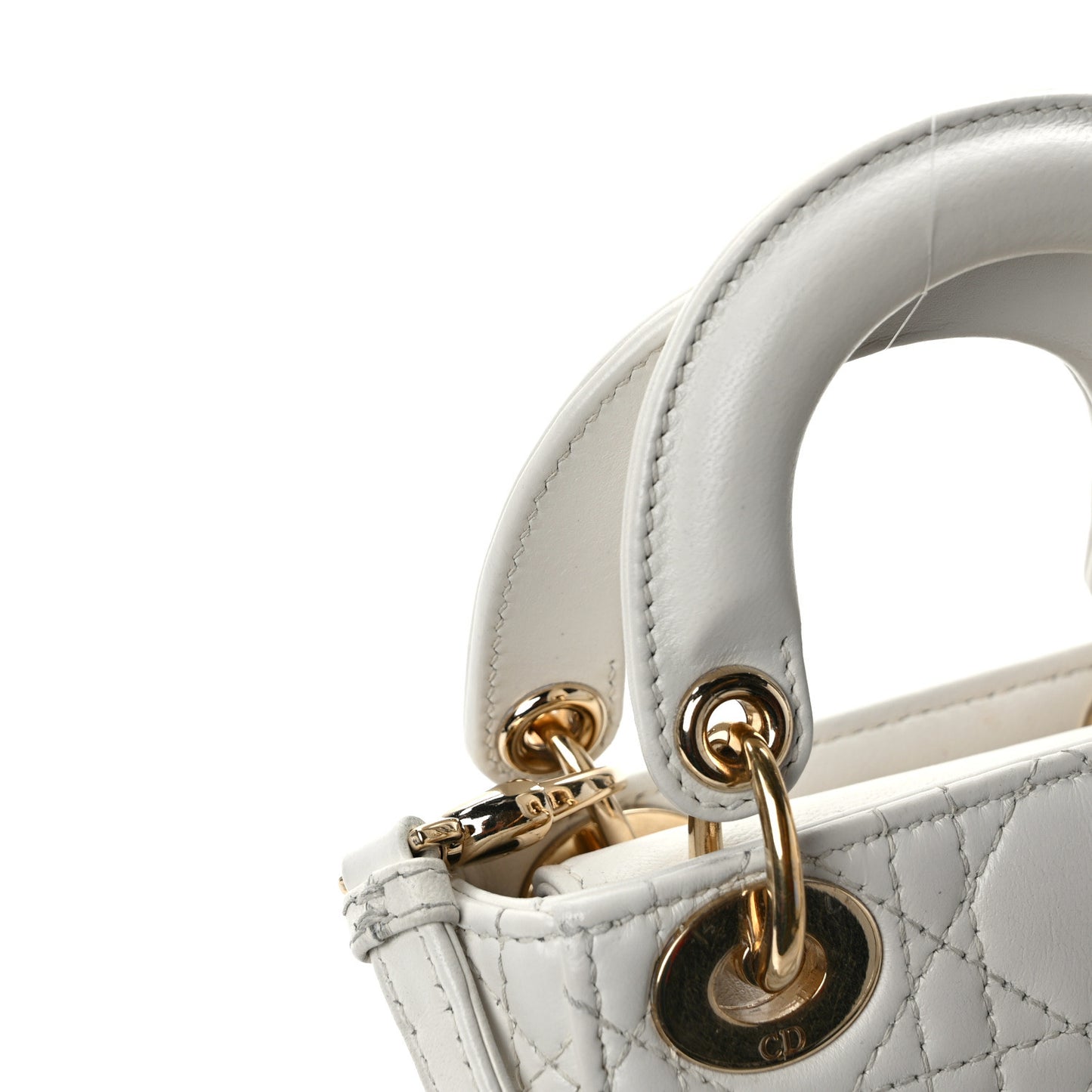 CHRISTIAN DIOR Lambskin Cannage Micro Lady Dior White