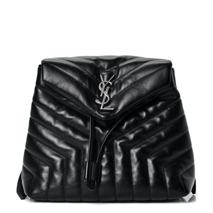 Saint Laurent Calfskin Y Quilted Monogram Small Loulou Backpack Black 1 of 4