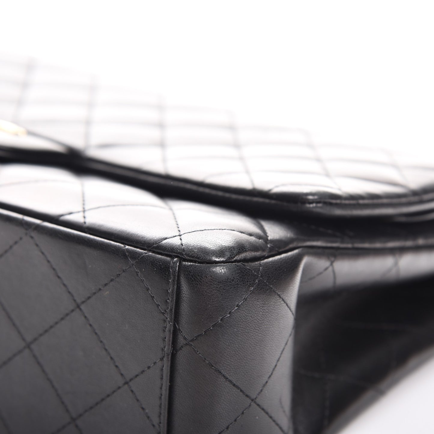 Lambskin Quilted Maxi Double Flap Black
