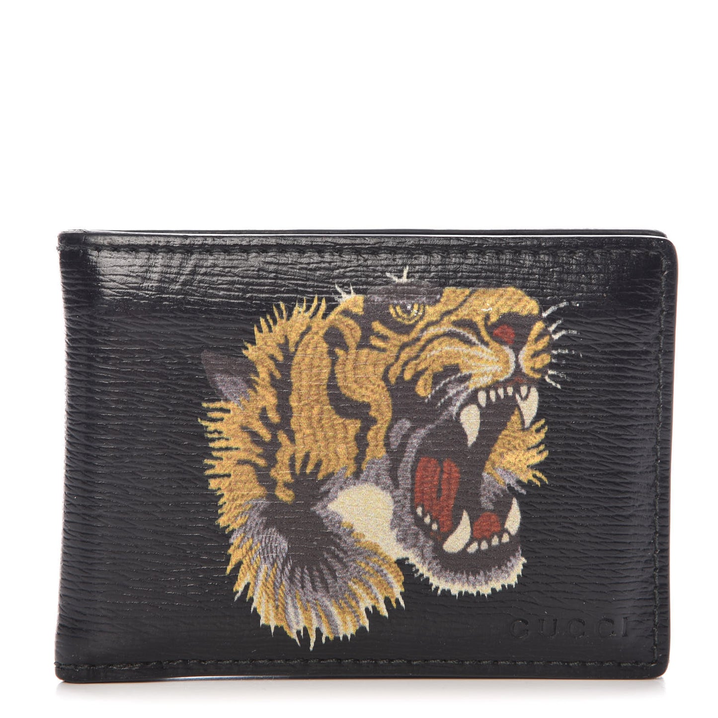 Calfskin Tiger Bi-Fold Wallet Black