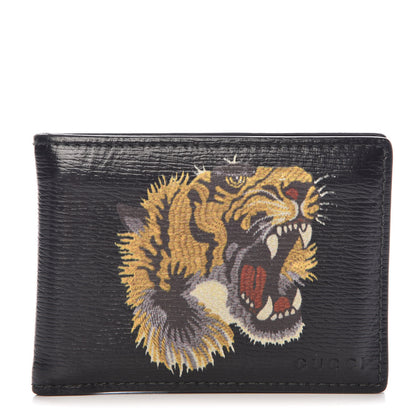 Gucci Calfskin Tiger Bi-Fold Wallet Black 1 of 8