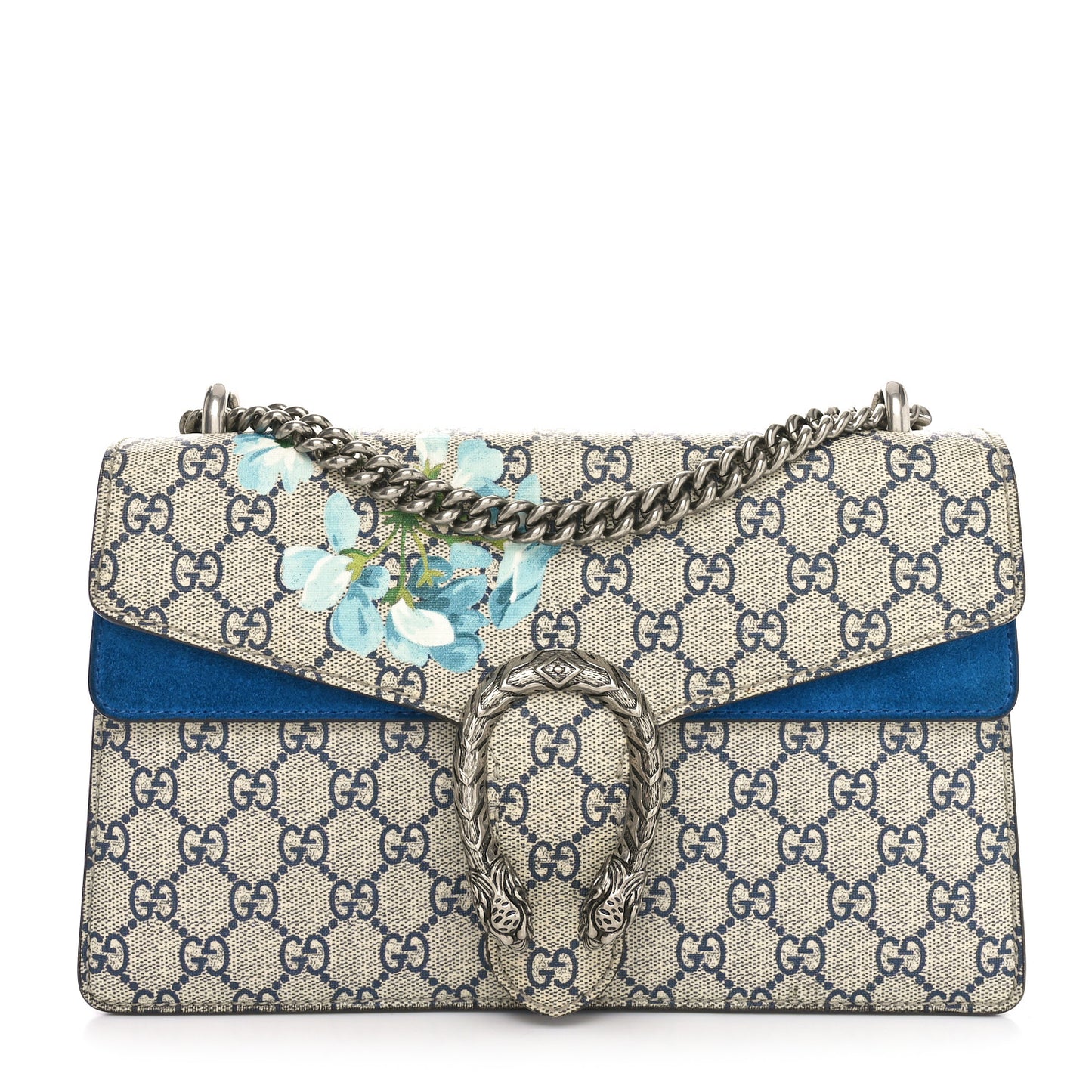 GG Supreme Monogram Blooms Small Dionysus Shoulder Bag Beige Navy Vintage Blue