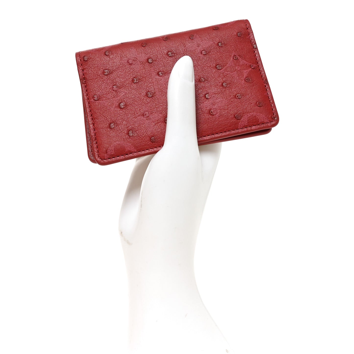 Ostrich Monogram Pocket Organizer NM Rouge Bordeaux