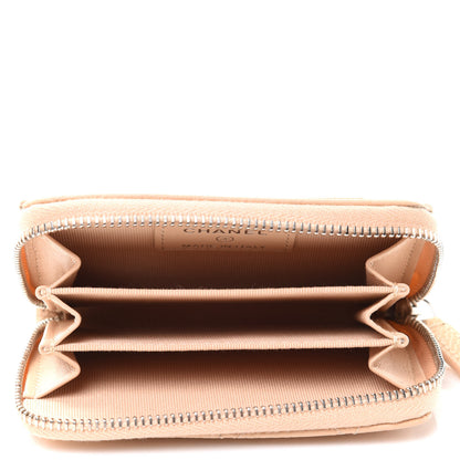 Chanel Caviar Quilted Zip Around Coin Purse Beige 5 of 9
