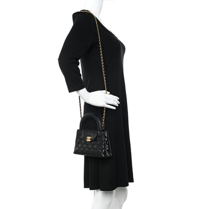 Chanel Shiny Aged Calfskin Quilted Nano Kelly Shopper Black 2 of 13